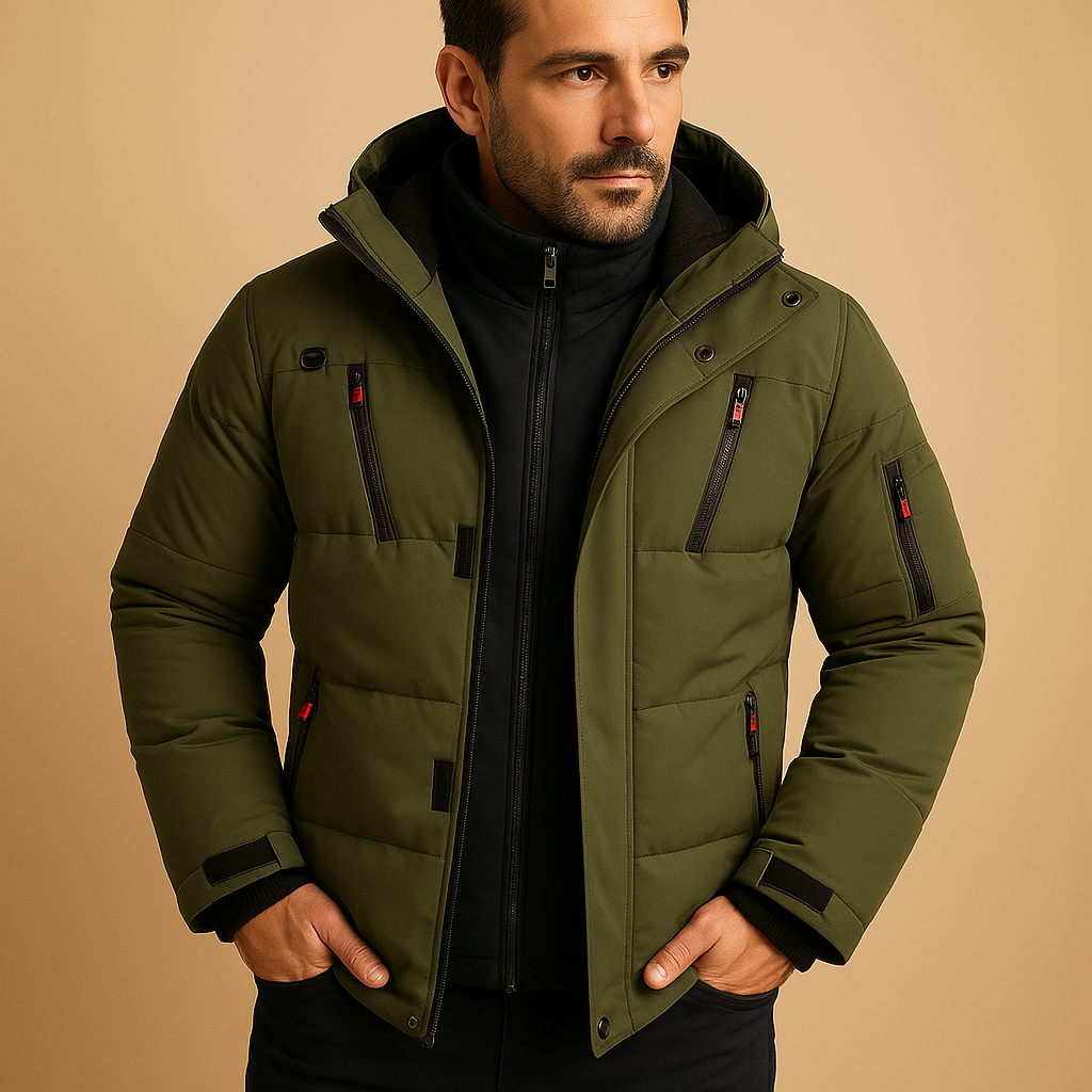 Emilio | Herren Warme Gepolsterte Winterjacke mit Kapuze