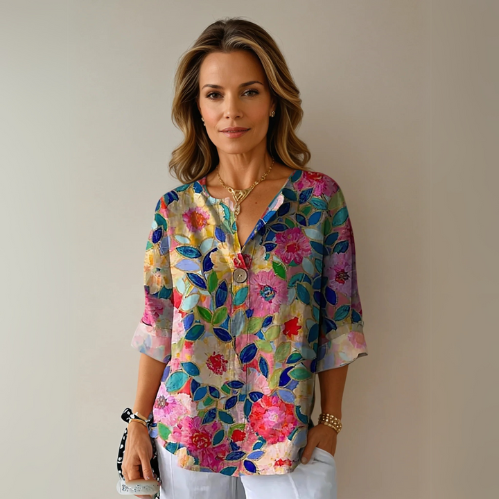 Chloe | Dames Bloemenprint V-Hals Casual Top