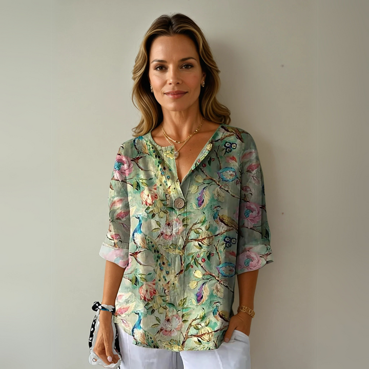 Chloe | Dames Bloemenprint V-Hals Casual Top