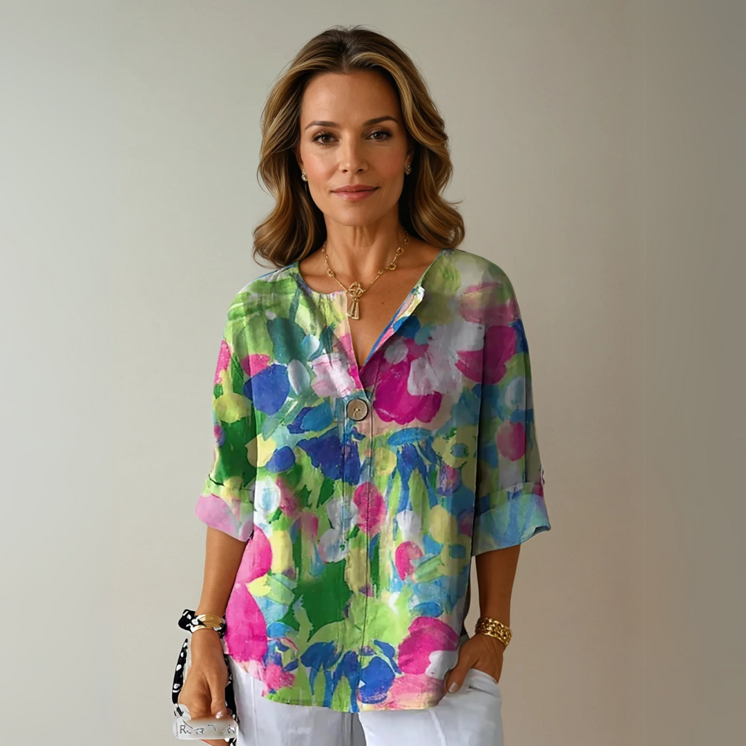 Chloe | Dames Bloemenprint V-Hals Casual Top
