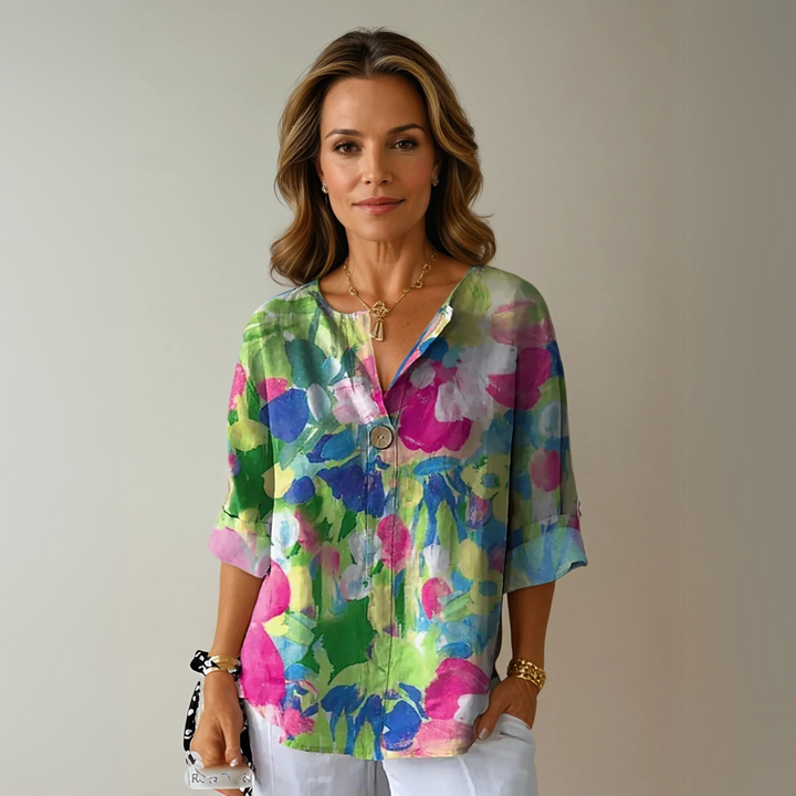 Chloe | Dames Bloemenprint V-Hals Casual Top