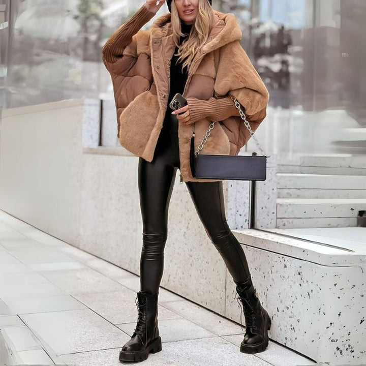Winterjas Dames Gewatteerde Hoodie Puffer Faux-Fur