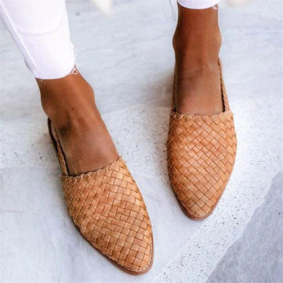 Amber | Damen Schlupf Gewebte Flache Loafers