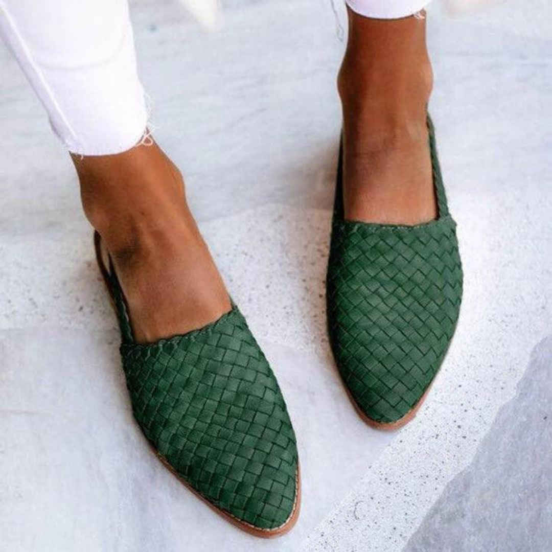 Amber | Damen Schlupf Gewebte Flache Loafers