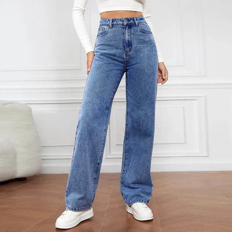 Bella | Damen Hohe Taille Weite Bein Jeans