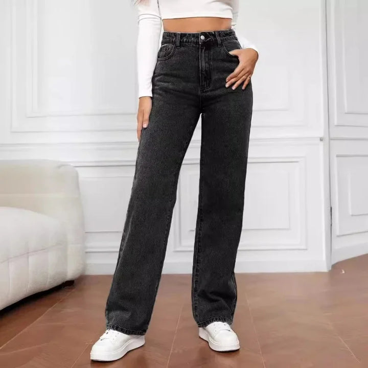 Bella | Damen Hohe Taille Weite Bein Jeans
