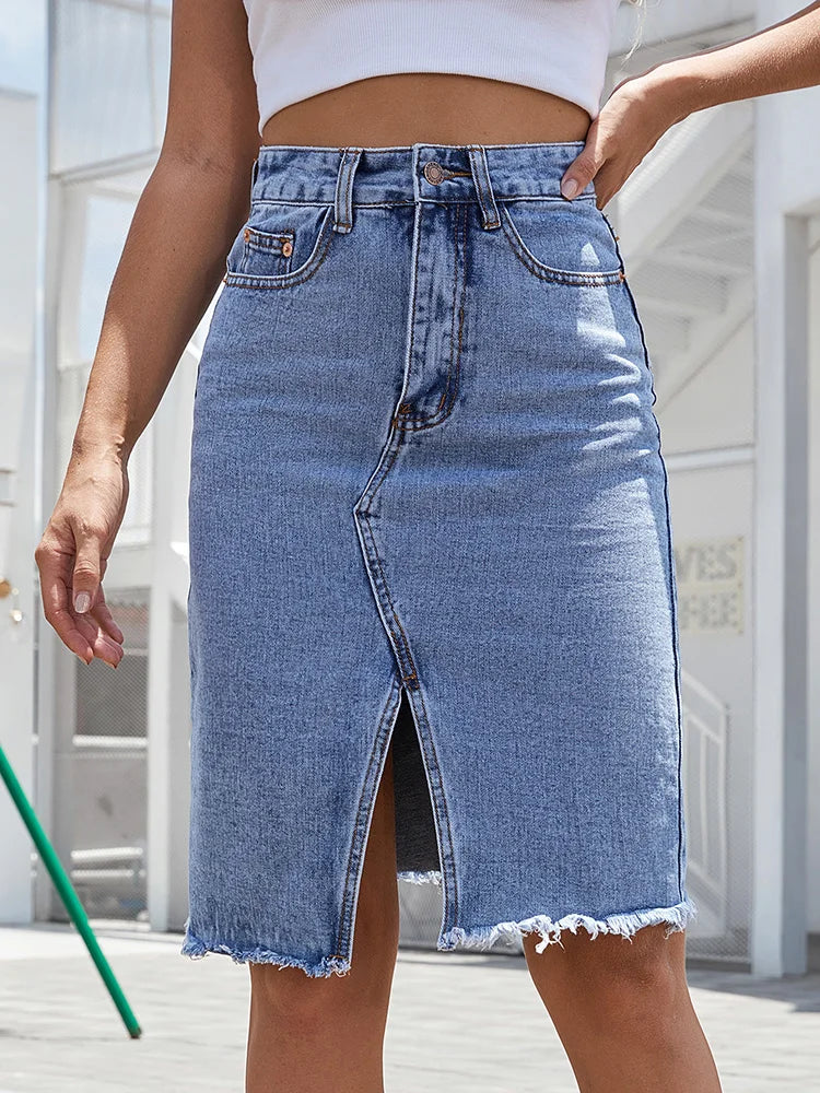 Greta | Dames Hoge Taille Voor Split Midi Rok