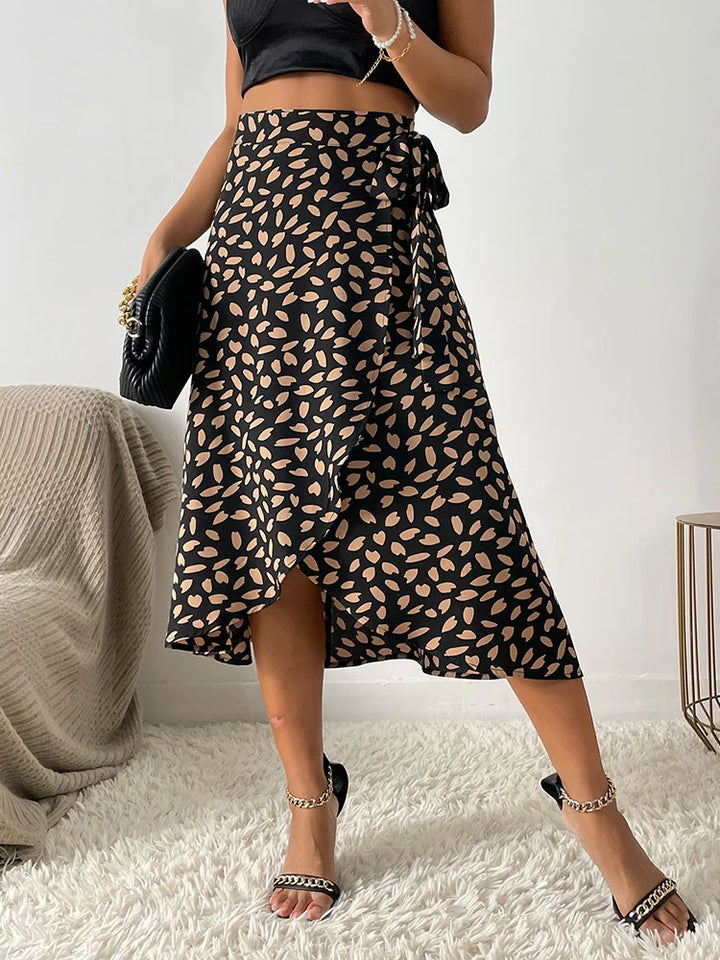 Adeline | Dames Bedrukte Wikkel Strik Casual Rok