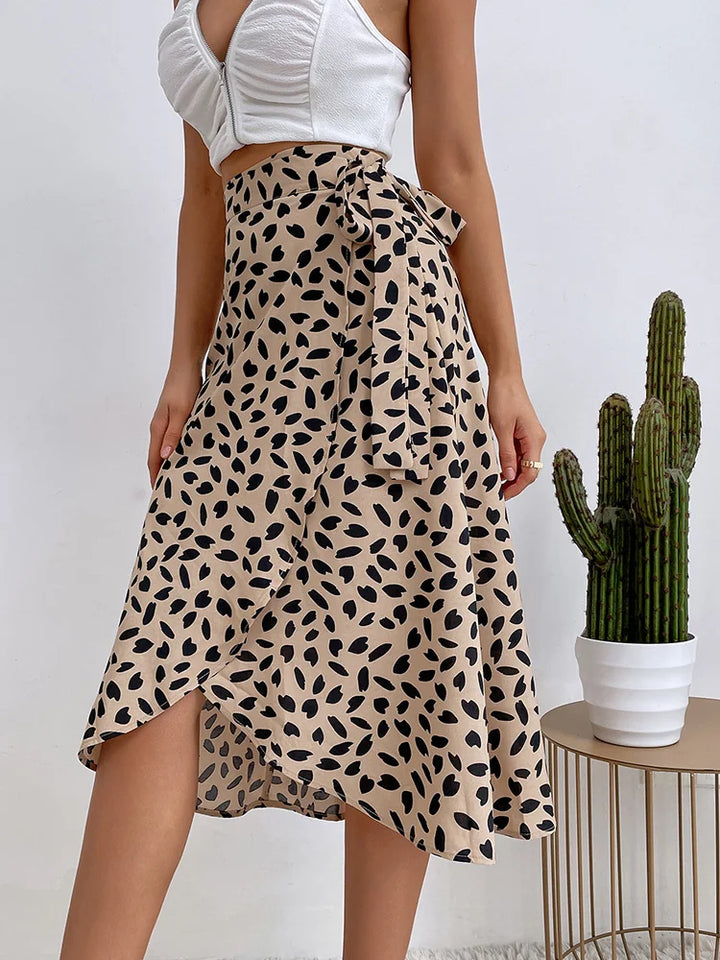 Adeline | Dames Bedrukte Wikkel Strik Casual Rok