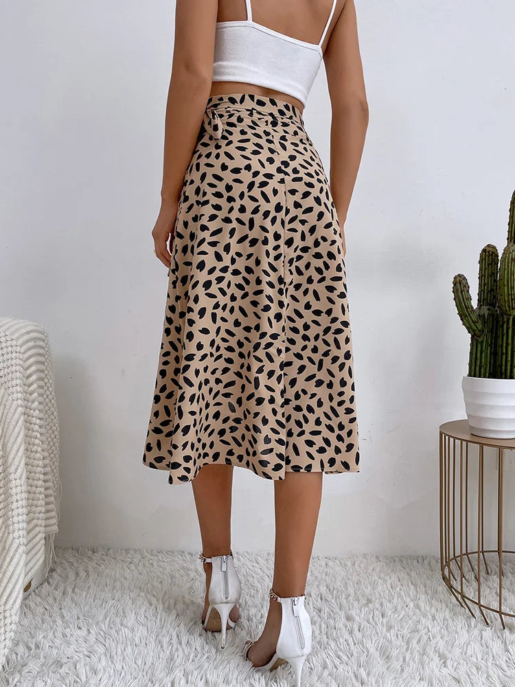 Adeline | Dames Bedrukte Wikkel Strik Casual Rok