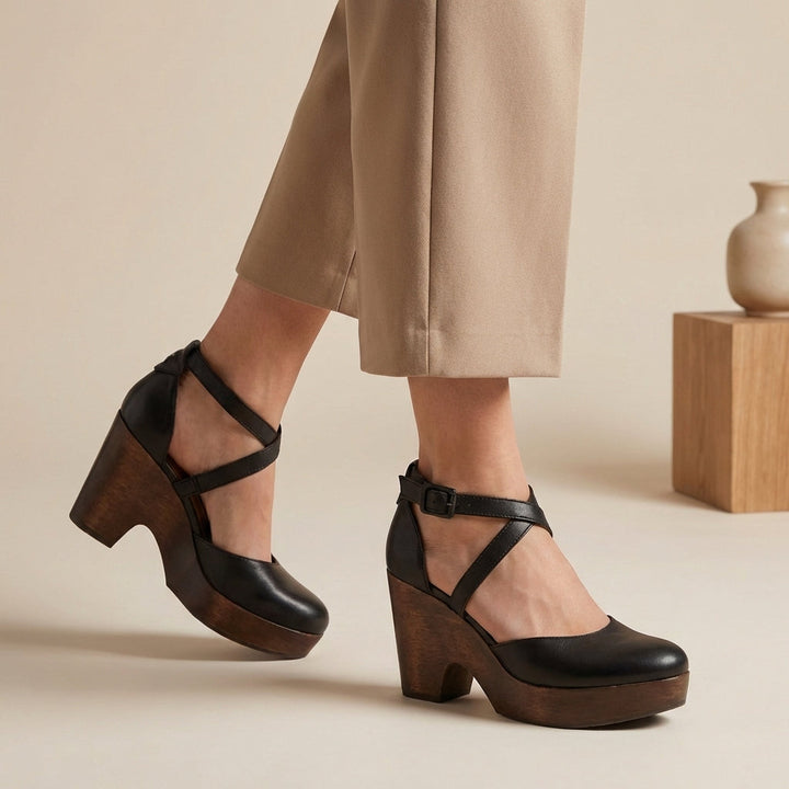 Jane | Dames Blokhak Riem Platform Hakken