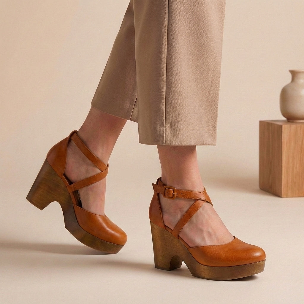 Jane | Dames Blokhak Riem Platform Hakken
