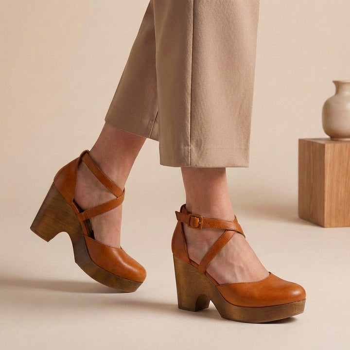 Jane | Dames Blokhak Riem Platform Hakken