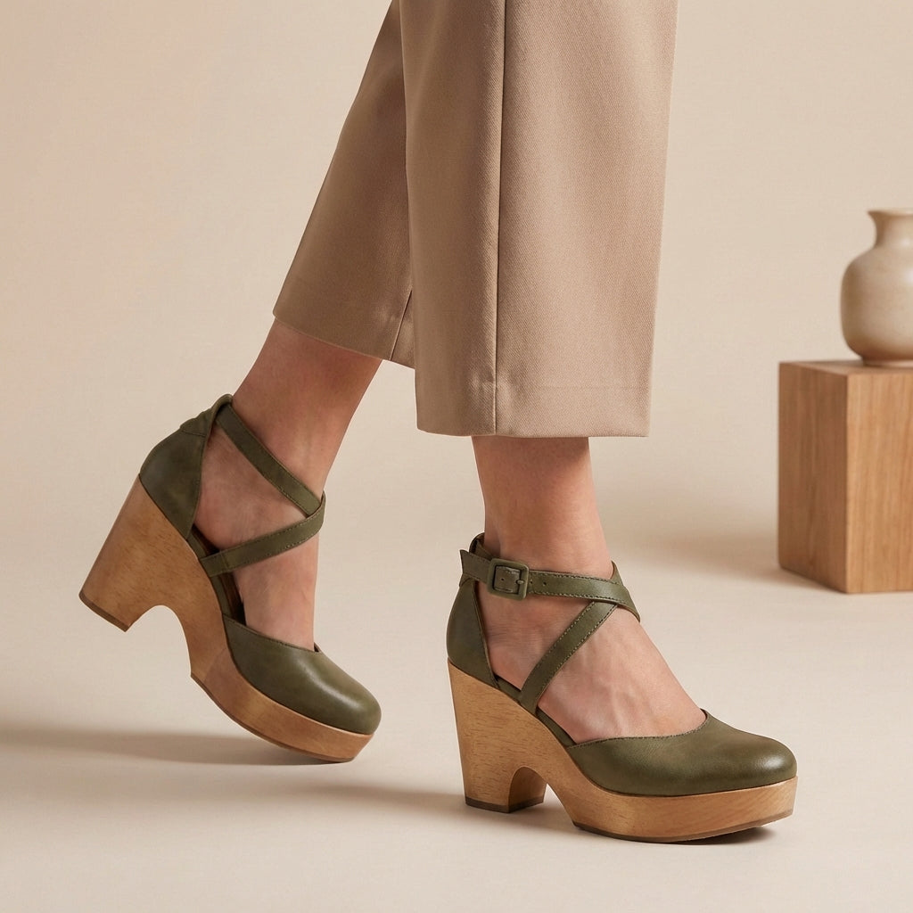 Jane | Dames Blokhak Riem Platform Hakken