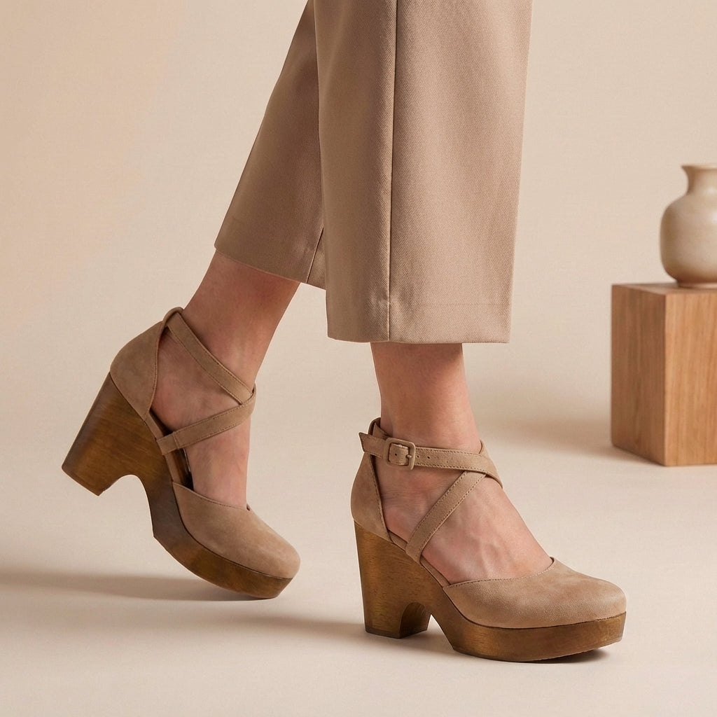 Jane | Dames Blokhak Riem Platform Hakken