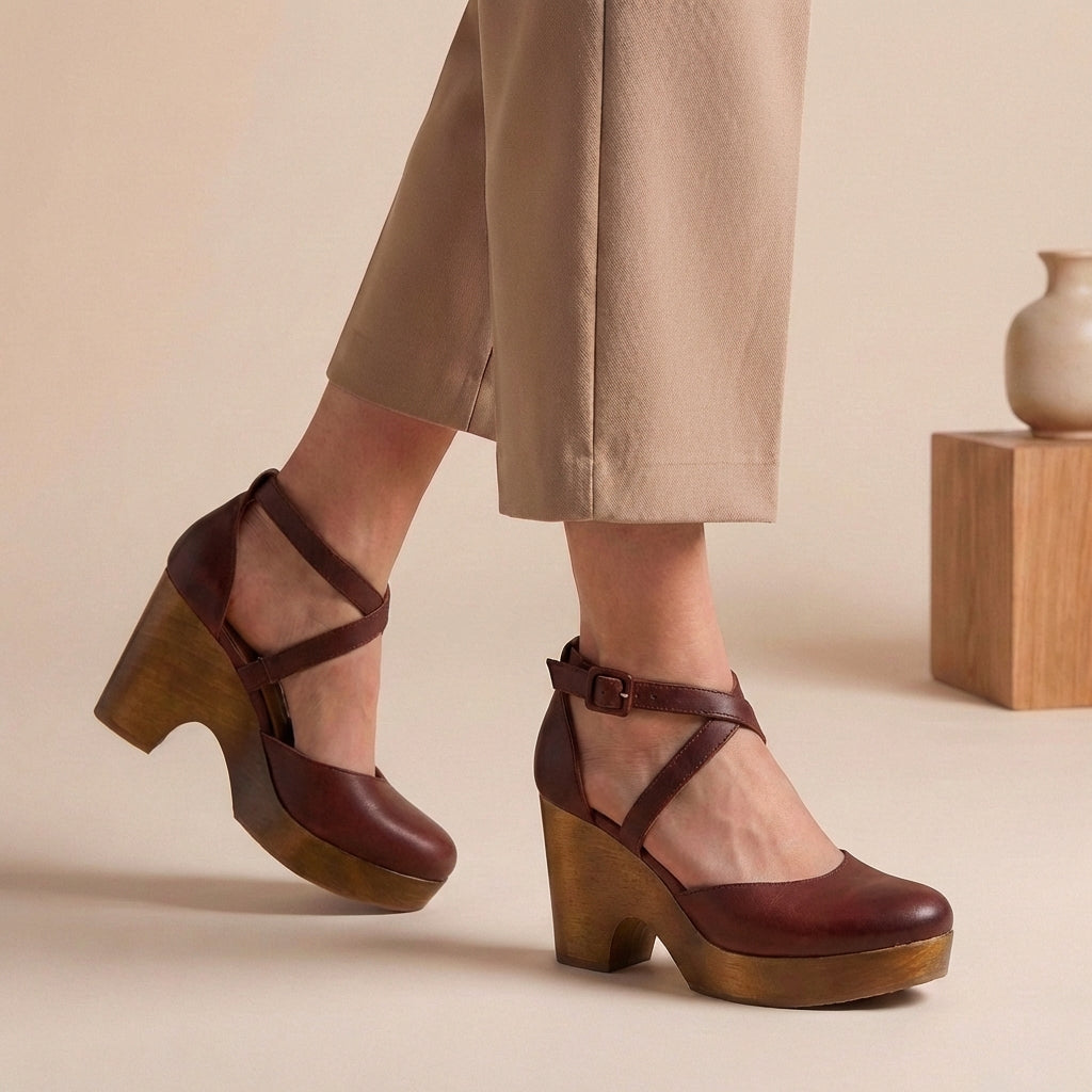 Jane | Dames Blokhak Riem Platform Hakken