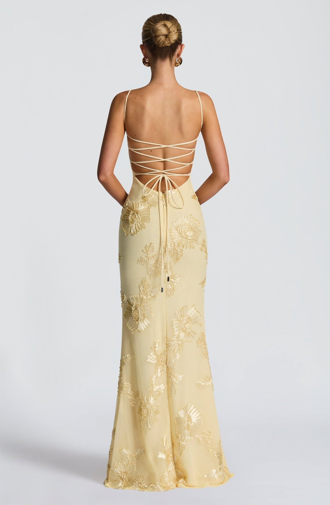 Natalie | Damen Blumen Besticktes Maxi Hochzeitsgast Kleid
