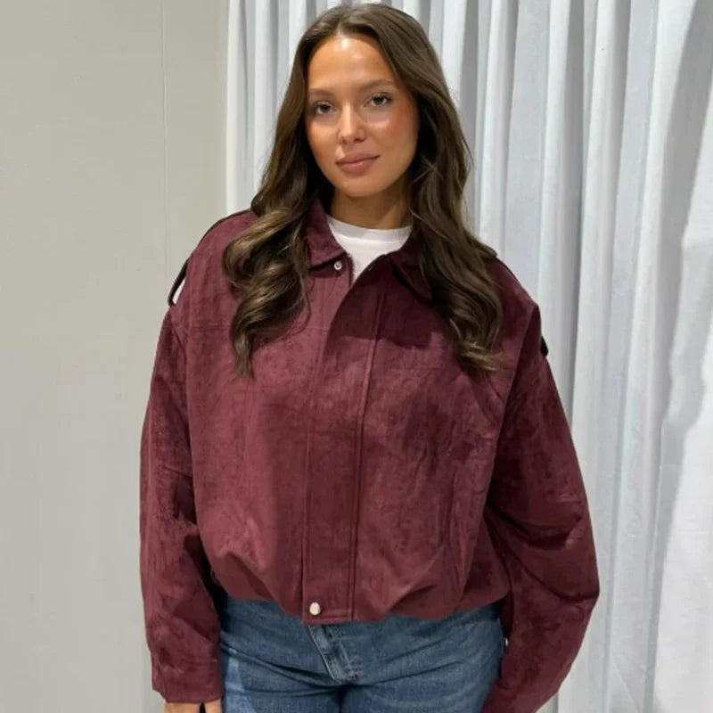 Iris | Damen Wildleder Kurz geschnittene Jacke Casual Chic