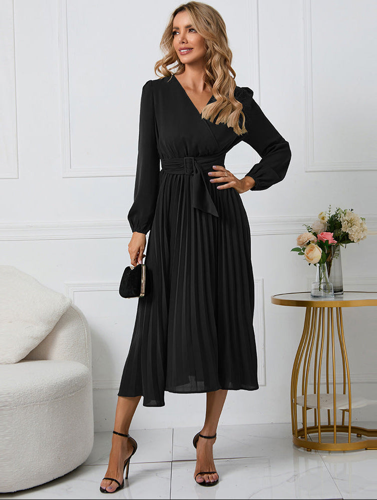 Amelia | Damen Lange Ärmel Midi Hochzeitsgastkleid