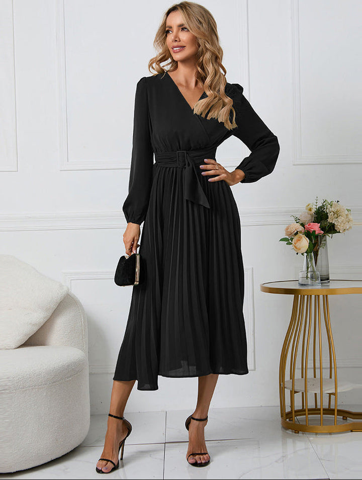 Amelia | Damen Lange Ärmel Midi Hochzeitsgastkleid