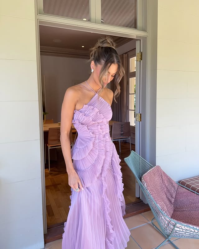 Valentina | Damen Ein-Schulter Maxi Hochzeitsgast Kleid