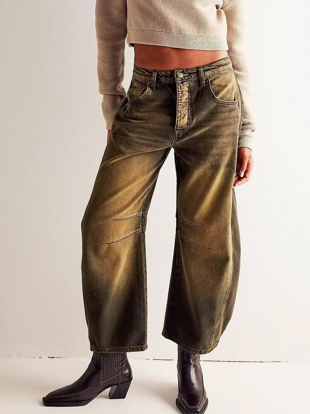 Addison | Damen Leopardenmuster Weite Bein Jeans