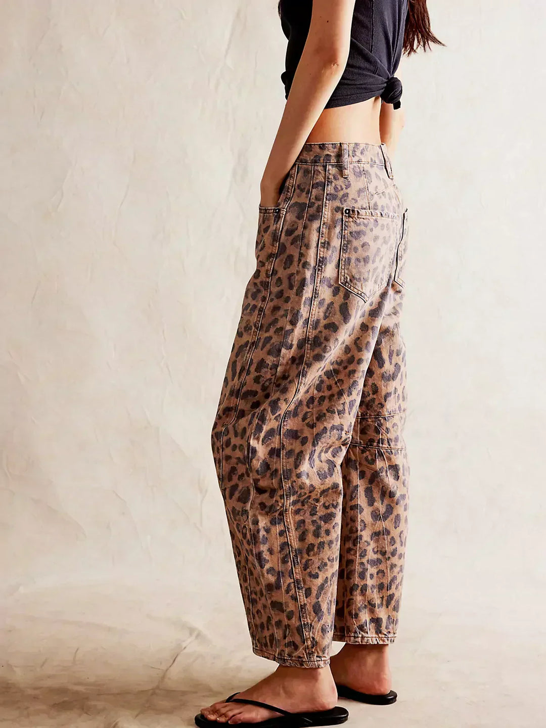 Addison | Damen Leopardenmuster Weite Bein Jeans