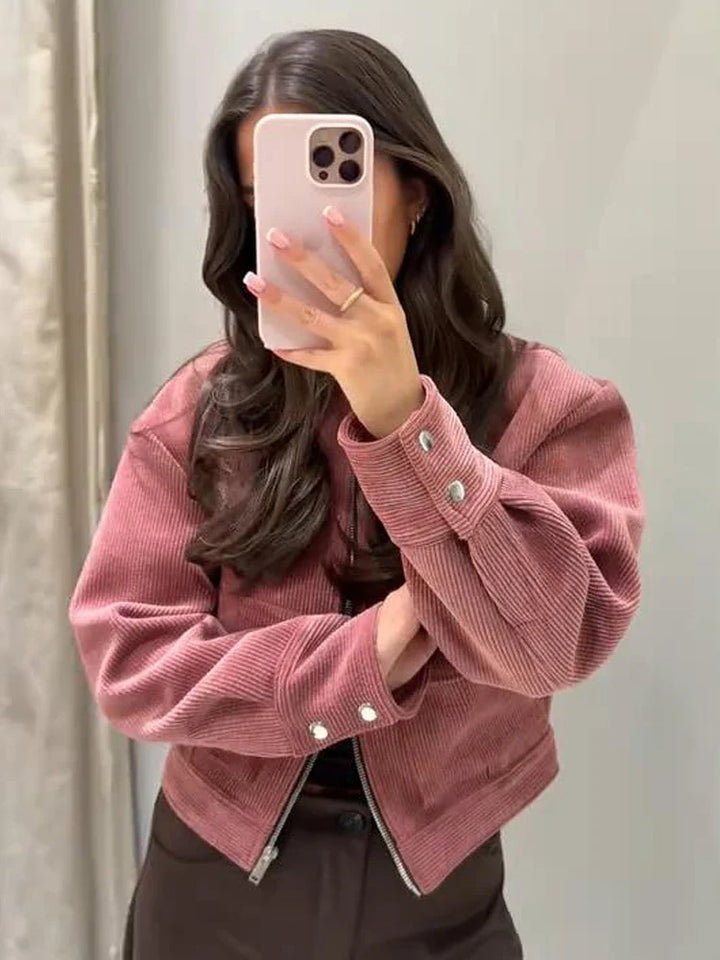 Anna | Dames Cropped Rits Bomber Jas