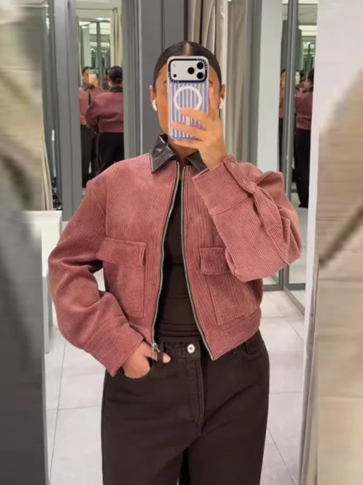 Anna | Dames Cropped Rits Bomber Jas