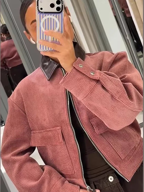 Anna | Dames Cropped Rits Bomber Jas