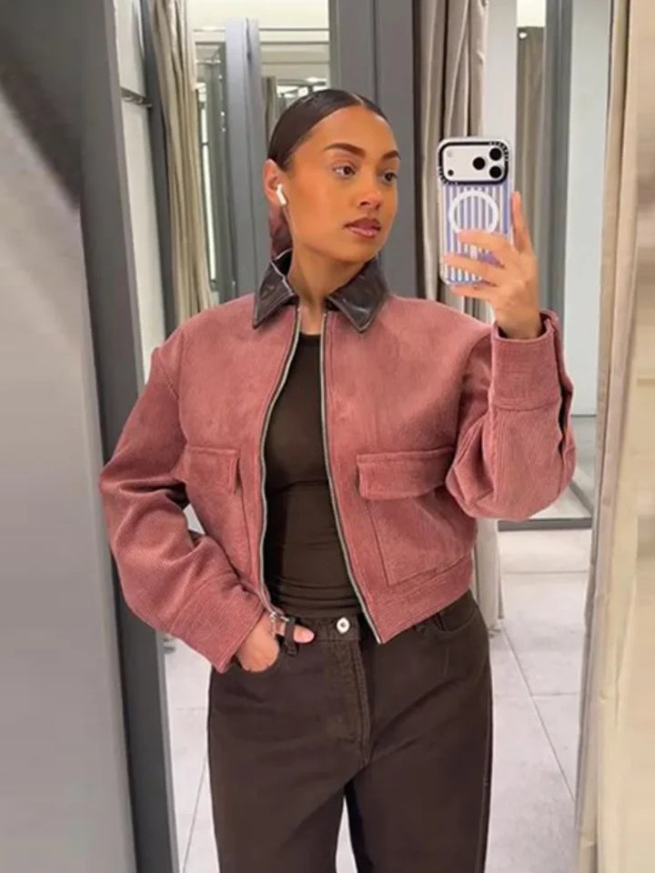 Anna | Dames Cropped Rits Bomber Jas