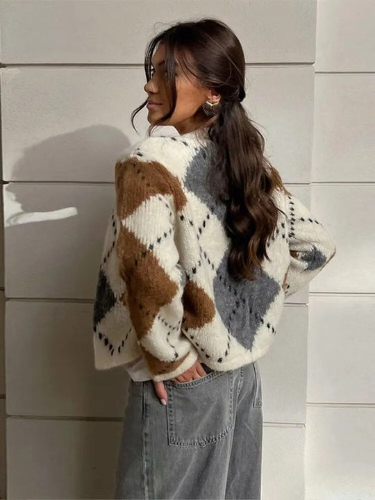 Karierte™ Gestrickte Cardigan | Trendig und Bequem | Lockere Passform